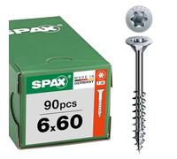SPAX Tornillo de Acero Inoxidable A2-6 x 60 mm, 90 pzas., T30, Avellanada