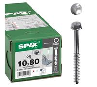 SPAX Tornillo de cabeza hexagonal con arandela, 10,0 x 80 mm, 25 unidades, acero galvanizado