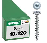 SPAX Tornillo para madera, 10,0 x 120 mm, 50 unidades, T-STAR Plus, cabeza de placa, rosca parcial, 4CUT, WIROX A3J, 251011001205