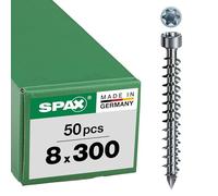 SPAX Tornillo para madera, 8,0 x 300 mm, 50 unidades, T-Star plus, cabeza cilíndrica, rosca completa, punta CUT, Wirox A3J, 1221010803005