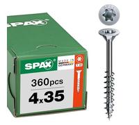 SPAX Tornillo universal 4 x 35 mm, 360 piezas - Tornillos para madera, rosca parcial, cabeza avellanada, T-STAR Plus T20, punta 4CUT, revestimiento WIROX - 800000276743