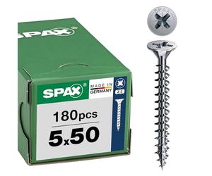 SPAX Tornillo Universal 5 x 50 mm, 180 pzas., Rosca Completa, Z2, WIROX