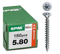 SPAX Tornillo Universal 5 x 80 mm, 180 pzas., T20, WIROX, Cabeza MULTI