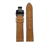 SPAYAGBVPM Correa de reloj de cuero marrón claro Superficie esmerilada vintage 22 mm Apto for Tissot T116.617 Apto for Tag Heuer Apto for correa de reloj Hamilton Accesorios(Brown black Folding)