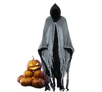 Spazio Capa De Halloween - Capa Unisex Con Capucha Para Adultos, Disfraz De Diseño De Malla Blanca | Vestir Fiestas De Halloween, Disfraz De Rol Gótico, Capa Misteriosa Con Capucha P