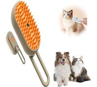 Spazzola per toelettatura a vapore per animali domestici, 2025 nuovo 3 en 1 Spazzola per gatti a vapore per spargimento e amp, per toelettatura, massaggio, pulizia, pettine multifunzionale (khaki)