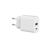 SPC 20W Fast Charger - Cargador de Pared 20W USB-C + USB-A | Power Delivery | Carga rápida y Segura para móviles, Tablets y Accesorios | Compatible con iPhone, Samsung, SPC, Xiaomi y más - Blanco