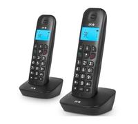 SPC Air Pro Dúo - Teléfono Fijo inalámbrico DÚO con Pantalla iluminada, identificador de Llamadas, Manos Libres, Modo Mute, Agenda 20 contactos, compatibilidad Gap y Modo Eco - Negro