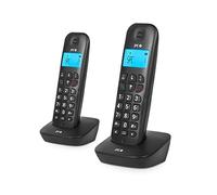 SPC Air Pro Dúo - Teléfono Fijo inalámbrico DÚO con Pantalla iluminada, identificador de Llamadas, Manos Libres, Modo Mute, Agenda 20 contactos, compatibilidad Gap y Modo Eco - Negro