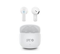 SPC Zion 2 Play - Auriculares inalámbricos Bluetooth para 28h de batería con varias cargas, ultracompactos, control táctil, manos libres, asistente de voz y estuche de carga USB-C muy pequeño - Blanco
