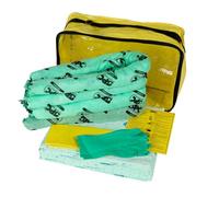 SPC® by Brady Kit Anticontaminación Químico - Kit Portátil para Derrames de Sustancias Químicas Peligrosas, Incluye 25 Almohadillas Absorbentes Químicas, 4 Calcetines, Guantes y Bolsa para Desechos