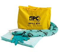 SPC® by Brady Kit Anticontaminación Químico - Kit Portátil para Derrames de Sustancias Químicas Peligrosas, Incluye 10 Almohadillas Absorbentes Químicas, 2 Calcetines, Guantes y Bolsa para Desechos