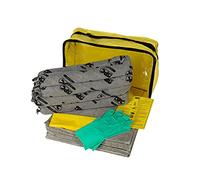 SPC® by Brady Kit Anticontaminación Universal - Kit Portátil para Derrames de Aceites, Agua, Solventes y Refrigerantes, Incluye 25 Almohadillas Absorbentes, 4 Calcetines, Guantes y Bolsa para Desechos