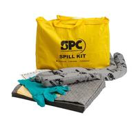 SPC® by Brady Kit Anticontaminación Universal - Kit Portátil para Derrames de Aceites, Agua, Solventes y Refrigerantes, Incluye 10 Almohadillas Absorbentes, 2 Calcetines, Guantes y Bolsa para Desechos