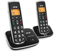 SPC Comfort Kaiser Dúo - Teléfono Fijo inalámbrico DÚO para Mayores con Teclas y Números tamaño XL, Sonido Extramplificado, 2 Memorias Directas, Agenda y Manos Libres - Negro