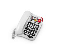 SPC Teléfono fijo Comfort Numbers 2 - Teclas grandes, 3 memorias foto, Volumen muy alto - Blanco