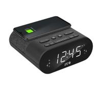 SPC Frodi QI Radio Despertador con Carga inalámbrica para tu Smartphone con 2 alarmas y 10 memorias para Tus emisoras de Radio, Negro