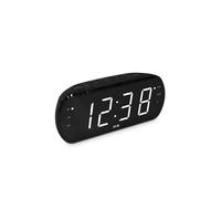 SPC FRODI VIEW - Reloj despertador con pantalla LED de 1,8”, grandes números, regulador de luz, doble alarma, FM - Negro