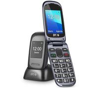 SPC Harmony - Teléfono móvil para personas mayores, móviles con tapa, teclas grandes, volumen alto 96dB, compatible con audífonos, contactos con imagen, botón SOS, doble pantalla (2,4”+1,77”) - Negro
