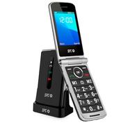 SPC Prince 4G - Teléfono móvil de Tapa para Mayores, con Teclas Grandes y fácil de Usar, botón SOS, configuración remota, Base de Carga, USB-C y 2 memorias directas - Negro