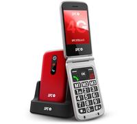 SPC Stella 3 - Teléfono móvil para Mayores con Tapa y 4G | Menú y Teclas Grandes | Botón SOS, configuración remota, Compatible audífonos y Volumen 103dB | Base de Carga y 3 memorias directas, Rojo