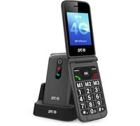 SPC Stella 3 - Teléfono móvil para Mayores con Tapa y 4G | Menú y Teclas Grandes | Botón SOS, configuración remota, Compatible audífonos y Volumen 103dB | Base de Carga y 3 memorias directas, Negro