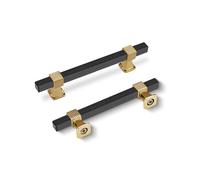 SPDYCESS 10 Piezas Mango de Barra en T, Tiradores Puerta Armario, Vintage Aleación de Aluminio Tirador, Tiradores para Armarios de Cocina, Cajones, Muebles, Negro-Dorados