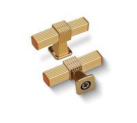 SPDYCESS 10 Piezas Mango de Barra en T, Tiradores Puerta Armario, Vintage Aleación de Aluminio Tirador, Tiradores para Armarios de Cocina, Cajones, Muebles, Dorados