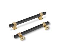 SPDYCESS 10 Piezas Mango de Barra en T, Tiradores Puerta Armario, Vintage Aleación de Aluminio Tirador, Tiradores para Armarios de Cocina, Cajones, Muebles, Negro-Dorados