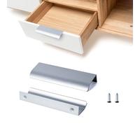 SPDYCESS 10 Piezas Tiradores Ocultos de Muebles, Tiradores de Armario Cajone, Tiradores Aluminio de Puerta para Cocina Dormitorio Baño, con Tornillos, Plata, 96mm