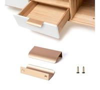 SPDYCESS 10 Piezas Tiradores Ocultos de Muebles, Tiradores de Armario Cajone, Tiradores Aluminio de Puerta para Cocina Dormitorio Baño, con Tornillos, Oro Cobre, 64mm