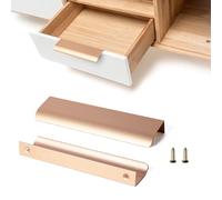 SPDYCESS 10 Piezas Tiradores Ocultos de Muebles, Tiradores de Armario Cajone, Tiradores Aluminio de Puerta para Cocina Dormitorio Baño, con Tornillos, Oro Cobre, 128mm