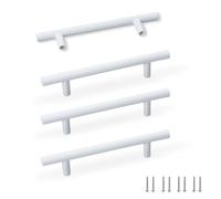 SPDYCESS 4 Piezas Tiradores para Armarios, Tirador para Muebles para Cajones de Cocina, Tiradores para Puertas de Baño, para Decoración, Ø10mm, Distancia Entre Agujeros 96mm, Blanco