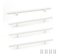 SPDYCESS 4 piezas Tiradores para Muebles de Cocina, Tiradores para Puertas, Cajones, Armarios, Cómodas, Decoración, Ø12mm, Distancia entre Agujeros 192mm, Blanco