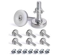 SPDYCESS 8 pz M10 X 35MM Patas Regulables de Muebles, Niveladoras de Metal, Pies de Nivelación Ajustables de Base Redonda Atornillada, con 8pz de Tuercas en T, para Patas de Cama, Escritorio, Gabinete