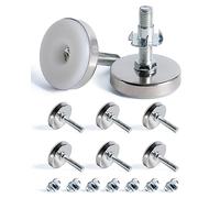 SPDYCESS 8 pz M10 X 50MM Patas Pies Niveladoras Regulables para Muebles, Patas Blancas Altura de Base Redonda para Mesa Canape, con 8pz de Tuercas en T, para Cama Escritorio Gabinete