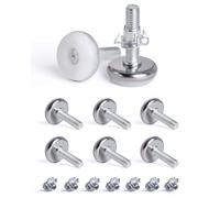 SPDYCESS 8 pz M8 X 28MM Patas Regulables de Muebles, Niveladoras de Metal, Pies de Nivelación Ajustables de Base Redonda Atornillada, con 8 pz de Tuercas en T, para Patas de Cama, Escritorio, Gabinete