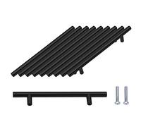 SPDYCESS Mango de Barra en T 10 Piezas Tiradores Puerta Armario Cepillados Hardware Acero Inoxidable para Armarios de Cocina, Cajones, Muebles, Tirador Centros de Agujeros 128 mm Negro