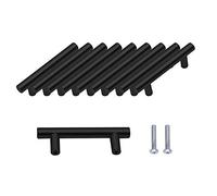 SPDYCESS Mango de Barra en T 10 Piezas Tiradores Puerta Armario Cepillados Hardware Acero Inoxidable para Armarios de Cocina, Cajones, Muebles, Tirador Centros de Agujeros 64 mm Negro