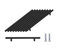 SPDYCESS Mango de Barra en T 10 Piezas Tiradores Puerta Armario Cepillados Hardware Acero Inoxidable para Armarios de Cocina, Cajones, Muebles, Tirador Centros de Agujeros 160 mm Negro