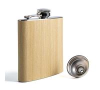 SPDYCESS Petaca de Madera 6oz Petaca de Acero Inoxidable con Embudo Botella de Whisky para Hombres Regalos de Viajes Escalada Senderismo Camping Esquí