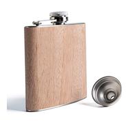 SPDYCESS Petaca de Madera 6oz Petaca de Acero Inoxidable con Embudo Botella de Whisky para Hombres Regalos de Viajes Escalada Senderismo Camping Esquí