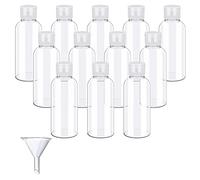 SPEACOUR 12 PCS Botellas Vacías de Plástico Botella Cosmética Transparente Botellas de Viaje con 1 Embudo Botes Viaje para Cosméticos Champú Accesorios de Viaje (50ml)