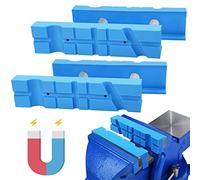SPEACOUR 2 PCS Mordazas Protectoras Magnéticas para Tornillo de Banco Protectores de Mandíbula de Tornillo de Banco Magnéticos Azules para Sujetadores de Tornillo de Banco, Taladros y Fresadoras