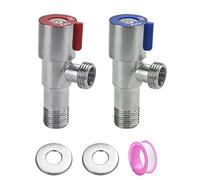 SPEACOUR 2 PCS Válvula de Ángulo de Grifo Válvulas Ángulo Acero Inoxidable para Lavabo Válvula de Ángulo de Agua Fría Y Caliente Válvula Ángulo Grifo para Baño, Cocina, Fregadero (Azul/Rojo)