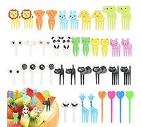 SPEACOUR 40 PCS Palillos de Dientes de Animales Mini Tenedores de Frutas Tenedores Plástico Tenedor de Frutas Postre de Fruta para Dibujos Animados