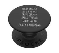 Speak English Kiss French Spring Break Funny Party Gift PopSockets PopGrip Adhesivo