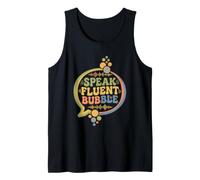 Speak Fluent Bubble Groovy Vintage Comunicación SLP Terapia Camiseta sin Mangas