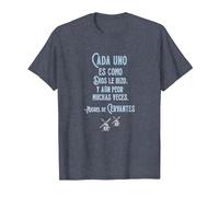 Speak More Spanish Quijote Dios Quote Camiseta, Hombre, Azul Jaspeado, S