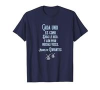 Speak More Spanish Quijote Dios Quote Camiseta, Hombre, Azul Marino, XL